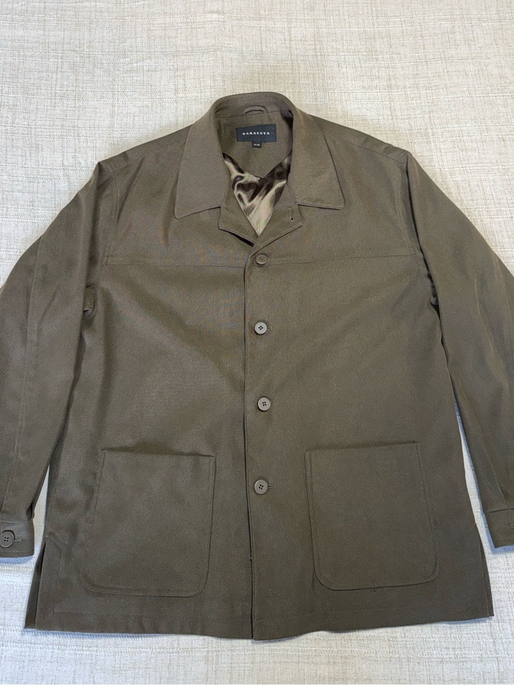 Baracuta Olive Green Lightweight Button Shirt Jacket